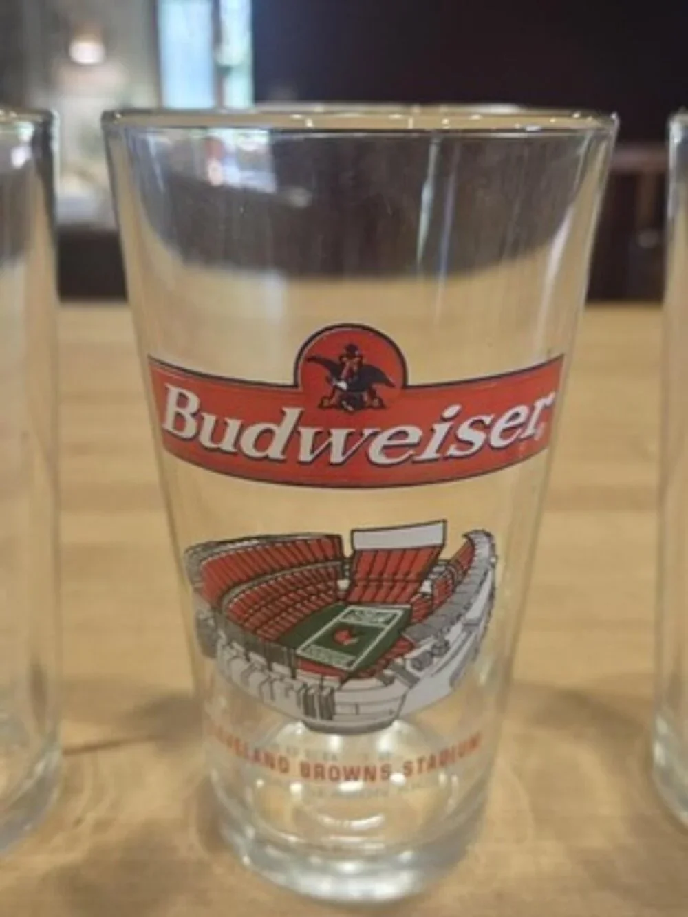 4 Vintage 1999 Budweiser Cleveland Browns Stadium Inaugural Season Beer Glasses